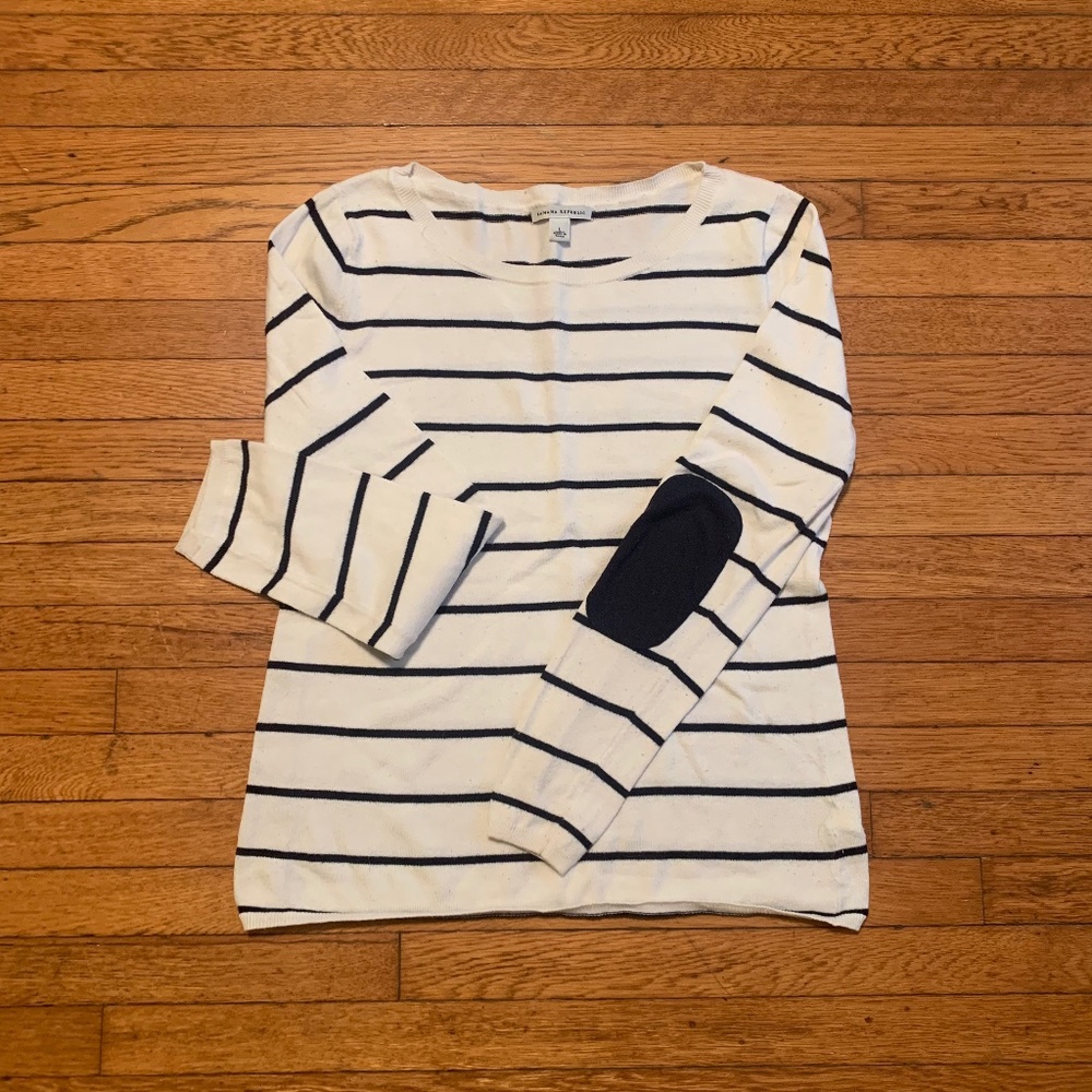 BANANA REPUBLIC | Women’s Stripe Sweater Elbow Patches | L